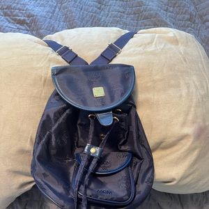 Vintage MCM Black Nylon Canvas Silky Jacquard Monogram Visetos Mini Backpack